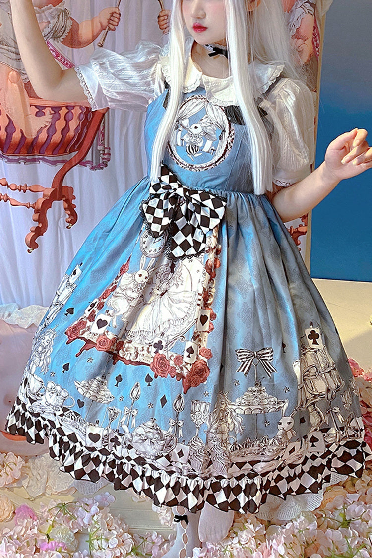 Alice Bunny and Princess Party Print Sleeveless Bow Gothic JSK