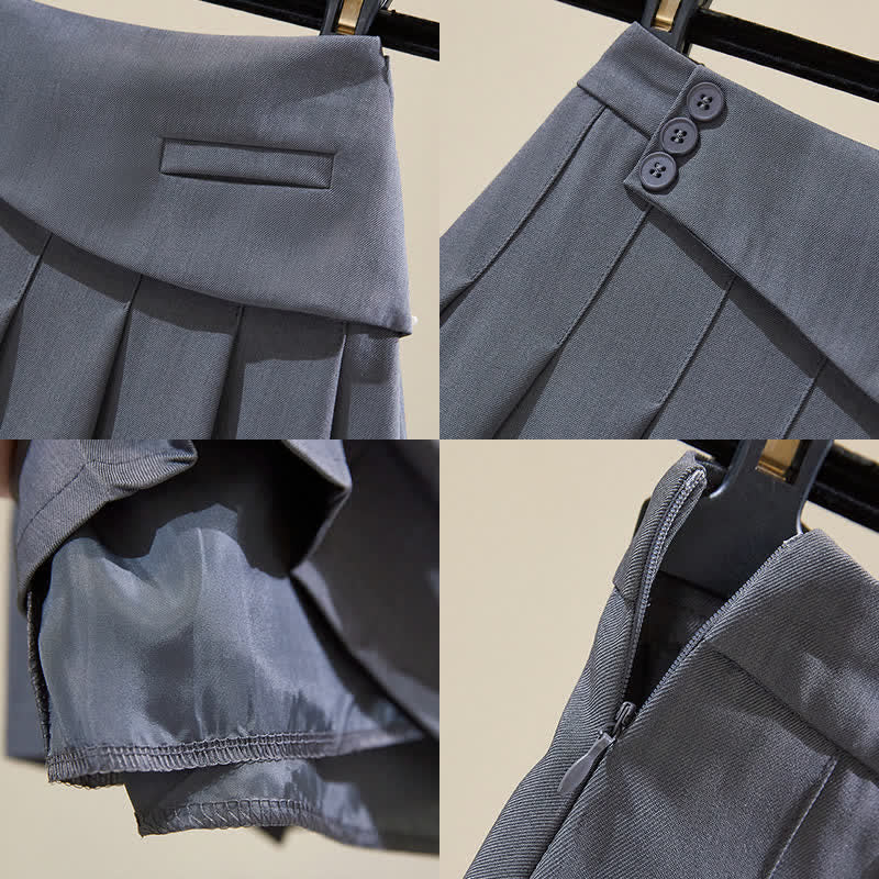 Loose Waist Flouncing Skirt High Pleated Shirt