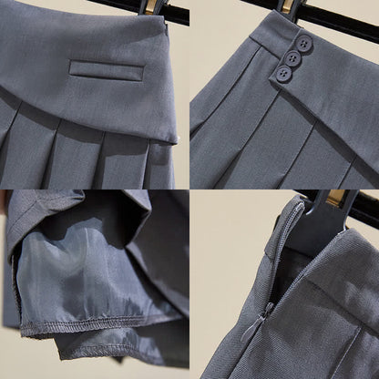 Loose Waist Flouncing Skirt High Pleated Shirt