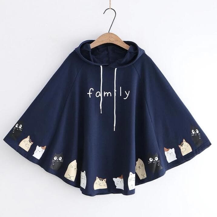 Manteau cape à capuche imprimé chat SpreePicky SP14258