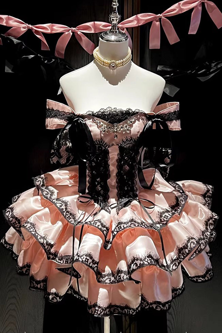 Rose Sleeveless Triple Ruffled Lace Lace-Up Sweet Lolita Jumper - Love Poems of the Heart