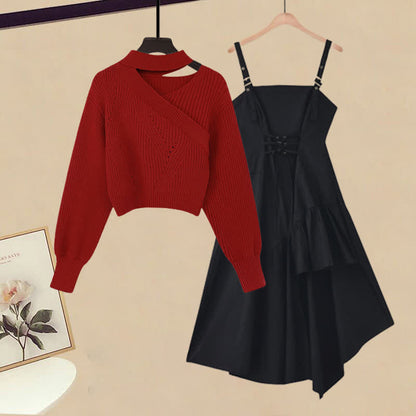 Slip Color Up Dress Lace Sweater Irregular Pure