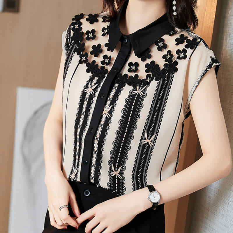 T-Shirt Mesh Casual Belted Print Chiffon Shorts Stripe