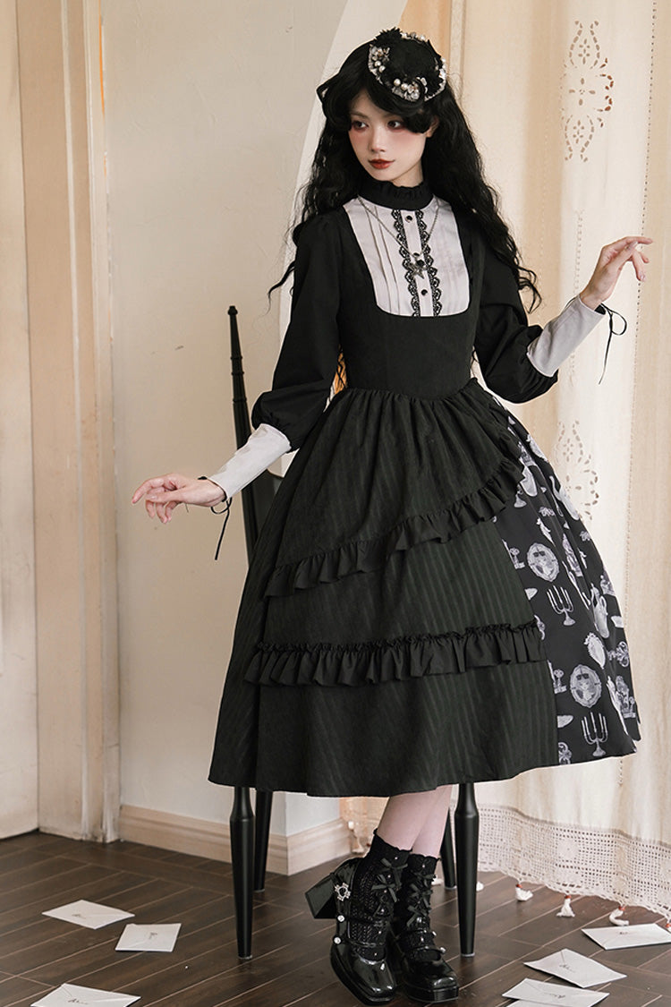 Autumn Winter Gothic JSK Dress with Lunar Eclipse Print