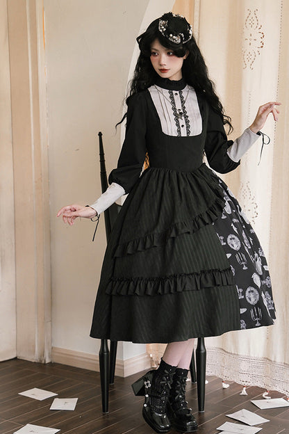 Autumn Winter Gothic JSK Dress with Lunar Eclipse Print