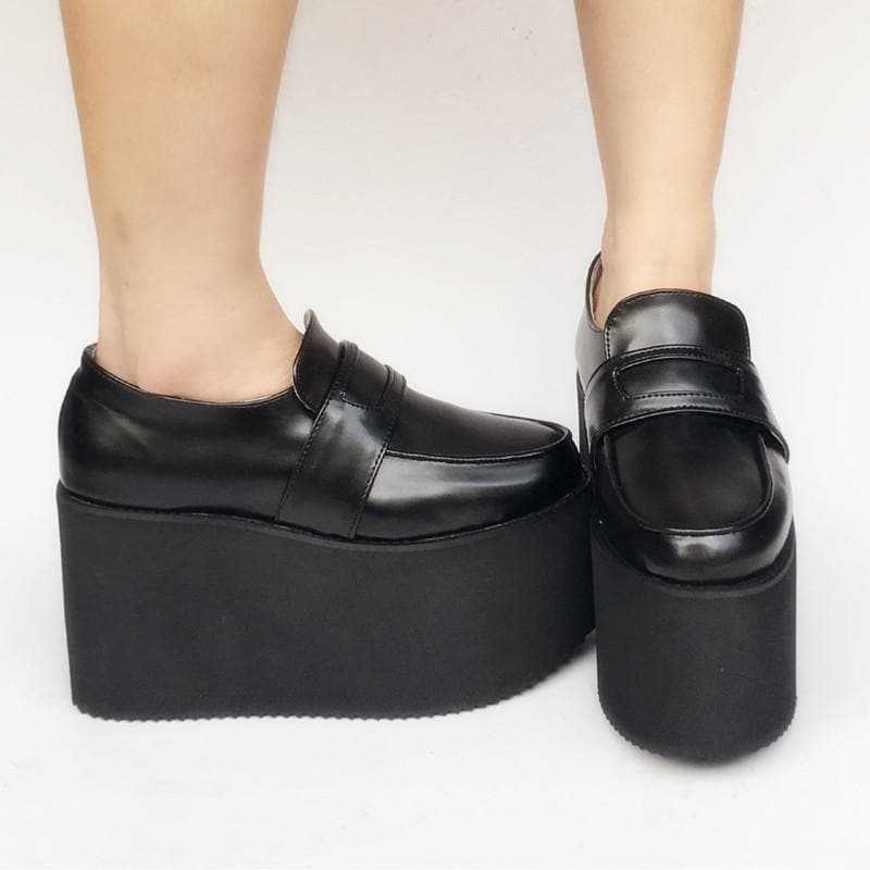 Custom Black Platform Made Leather SP168379 Uniform Shoes