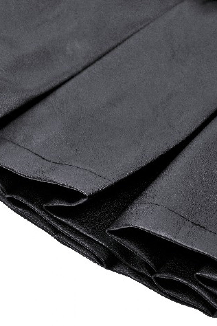 Ebony Buckled PU Mini Skirt with Faux Leather and Pleats - Femme
