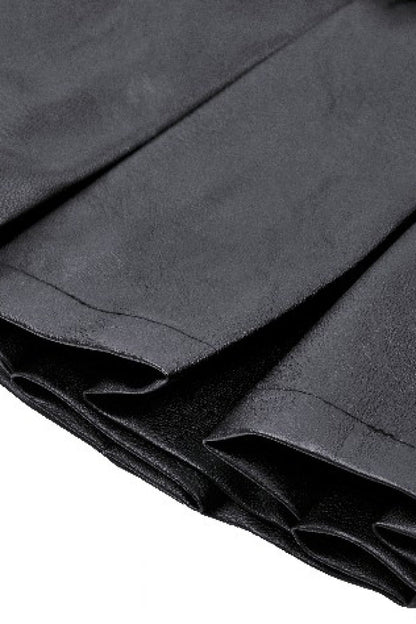 Ebony Buckled PU Mini Skirt with Faux Leather and Pleats - Femme