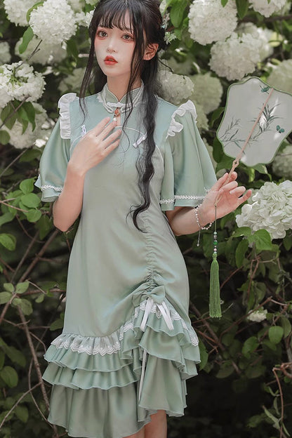 Green Han-Element Chinese-Style Cheongsam Sweet Lolita Dress