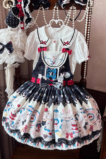 Sleeveless Printed Bowknot Lace Sweet Strap Dress