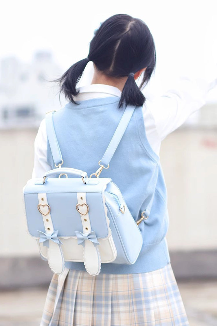 Sac à dos avec nœud papillon et motif lapin bleu