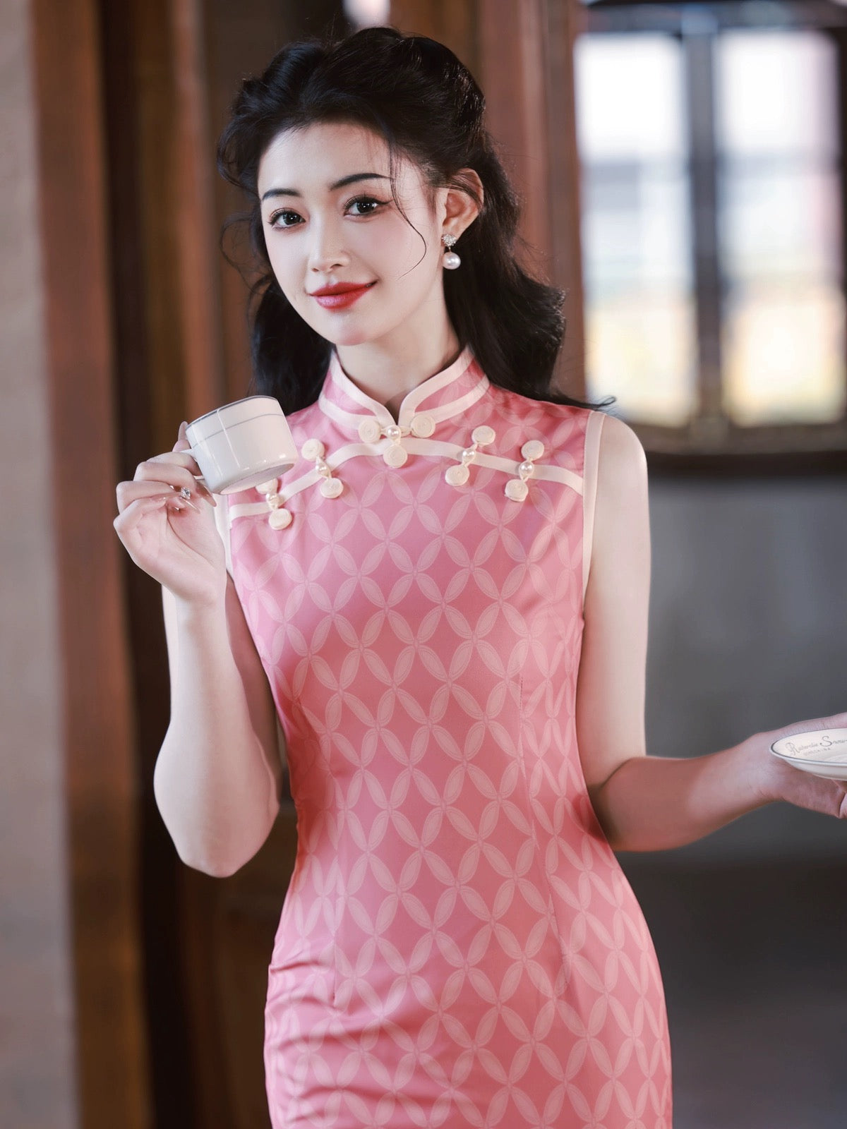 Cheongsam rose élégant