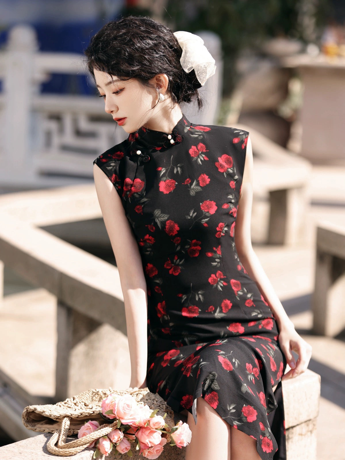 Cherry Roses Elegance Cheongsam