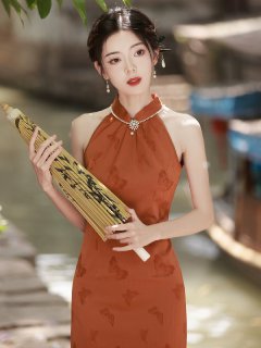 Incarne l'élégance du cheongsam orange