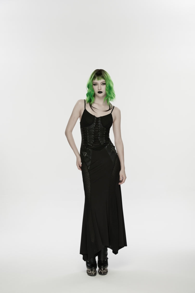 Lace-Up Buckled Eyelet Punk Jsk Dress
