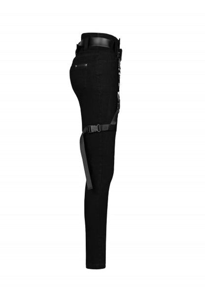 Womens Skinny Denim Jeans with Detachable Loops