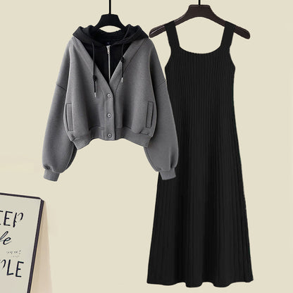 Dress Colorblock Hoodie Slip Knit