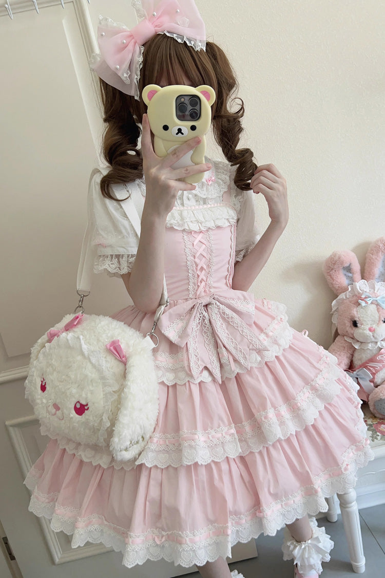 Rose Maiden Heart Triple Layer Ruffle Bow Lace Sweet Lolita JSK Dress