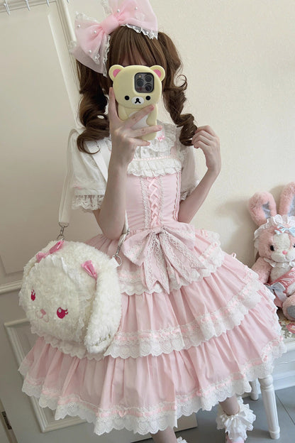 Rose Maiden Heart Triple Layer Ruffle Bow Lace Sweet Lolita JSK Dress