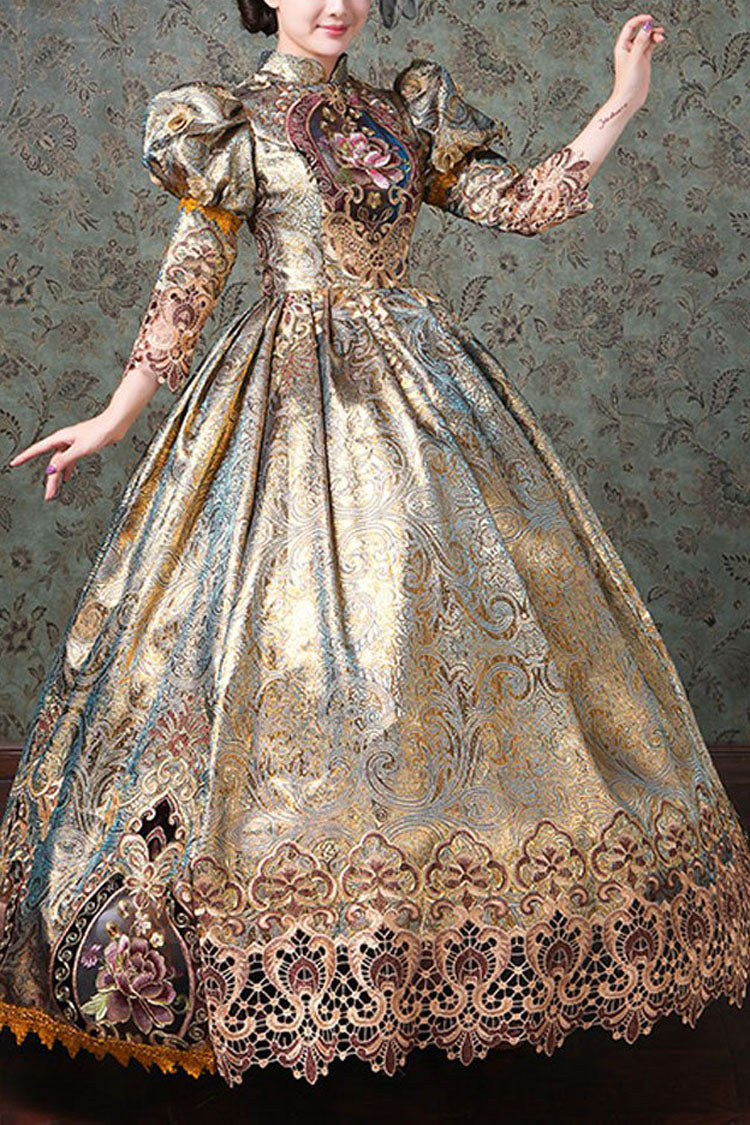 Hollow Floral Embroidered Half Sleeve Dress