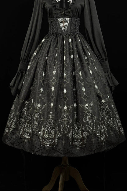 Printed Boned Elegant Gothic Skirt