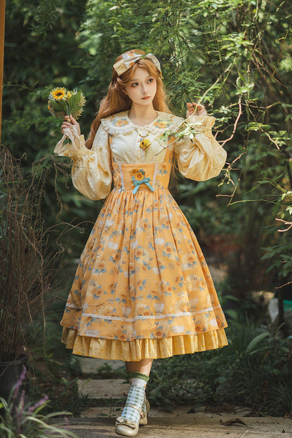 Amber Sleeveless Ruffled Bow Sunflower JSK Chic Attire