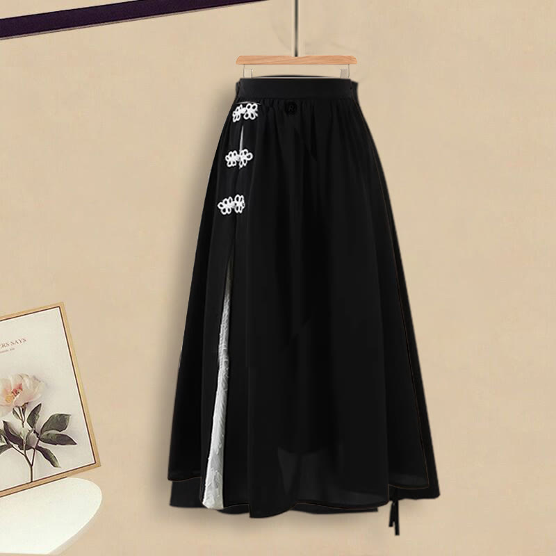 Classic Floral Shirt High Waist Skirt