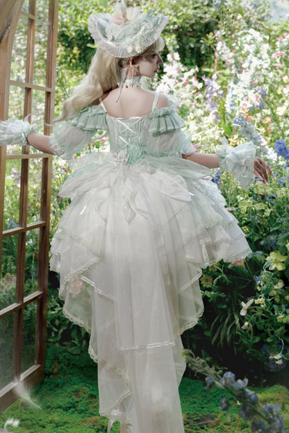 Emerald Layered Lace Bowknot Lolita JSK - Tulip Wind Chime