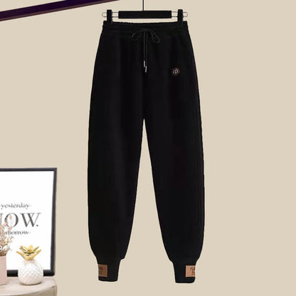 Sweatshirt Draw Zipper Pocketed String Pants Casual