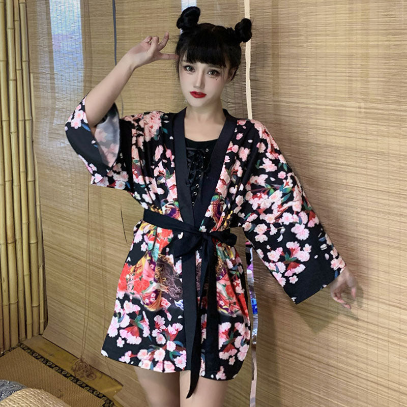 Vêtements d'extérieur kimono vintage pour fille animée