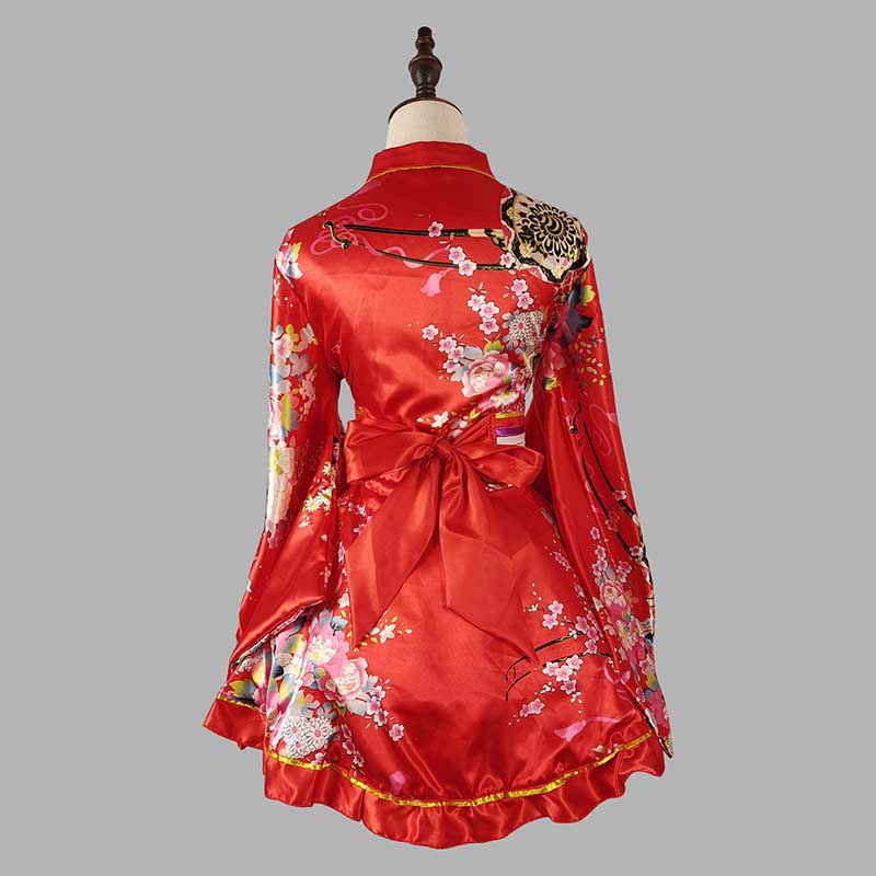 Cosplay Retro Flower Print V-neck Kimono Costume