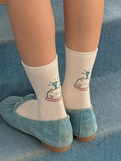 Cute Cartoon Pattern Calf Socks