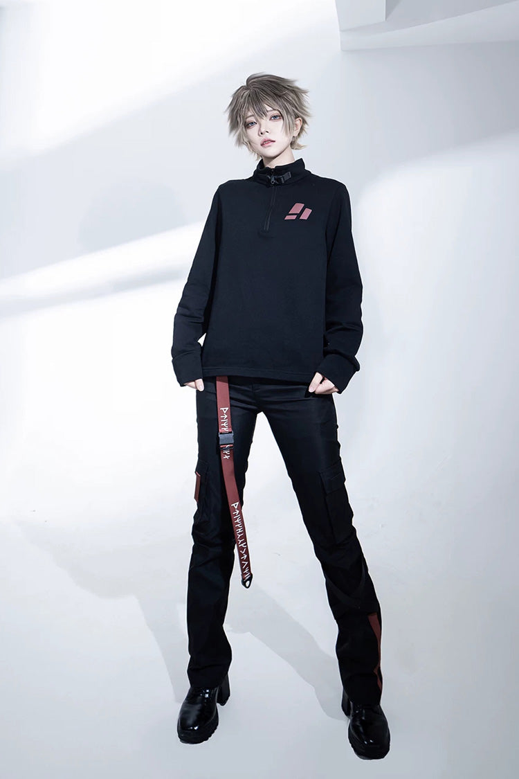 Stand Collar Long-Sleeve Gothic Prince Ouji Pants Set
