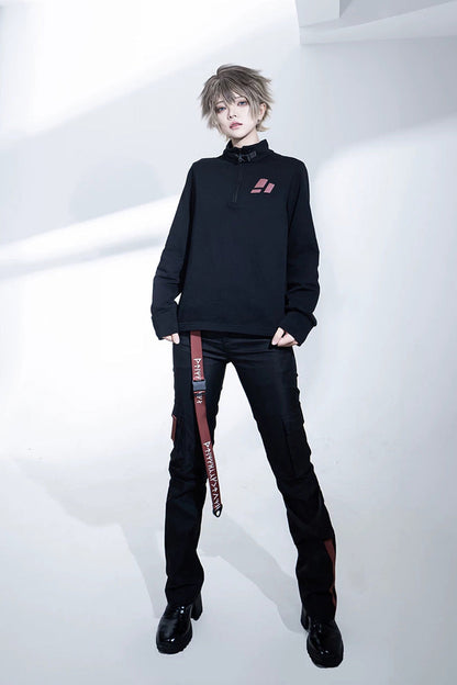 Stand Collar Long-Sleeve Gothic Prince Ouji Pants Set