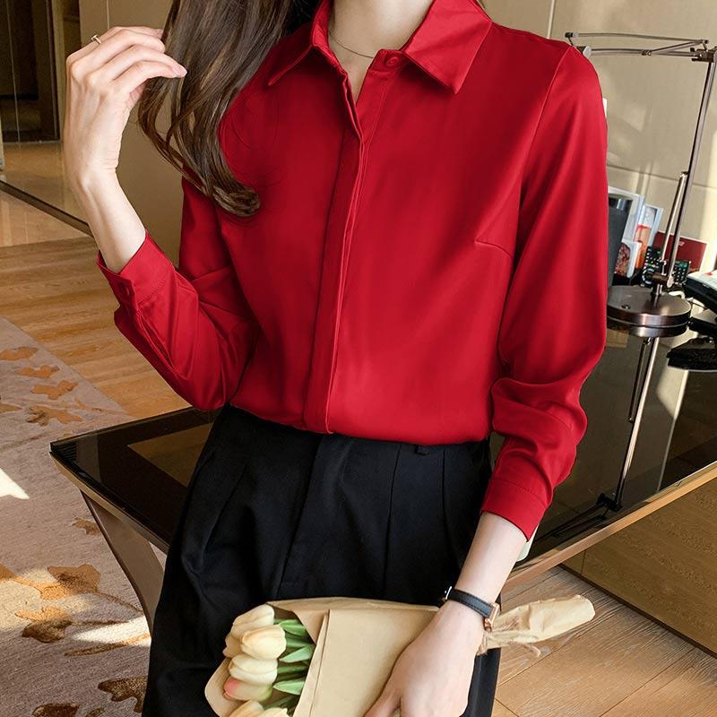 Elegant Satin Shirt Workwear