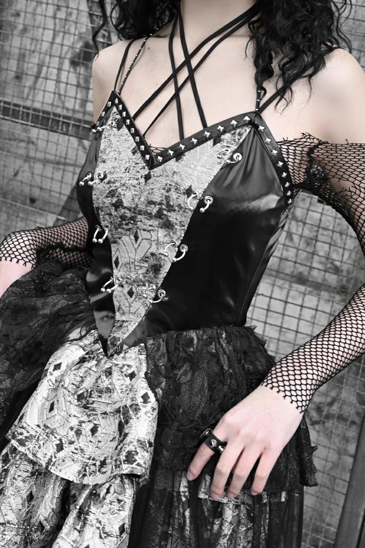 Liquid Invasion Halterneck Print Ruffle Gothic Lolita Jsk Dress