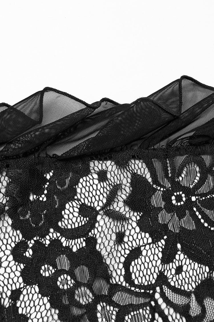 Lace Embellished Gothic Slip Dress with Split