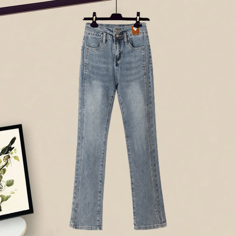 Lace Puff Crop Denim Pants T-Shirt Shoulder Up Skirt