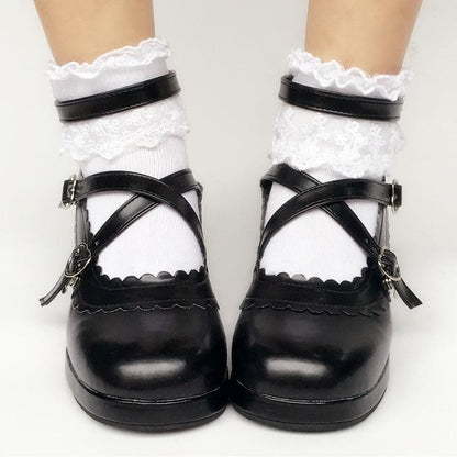 SP167935 Made Bow Black Detachable Lolita Shoes Custom