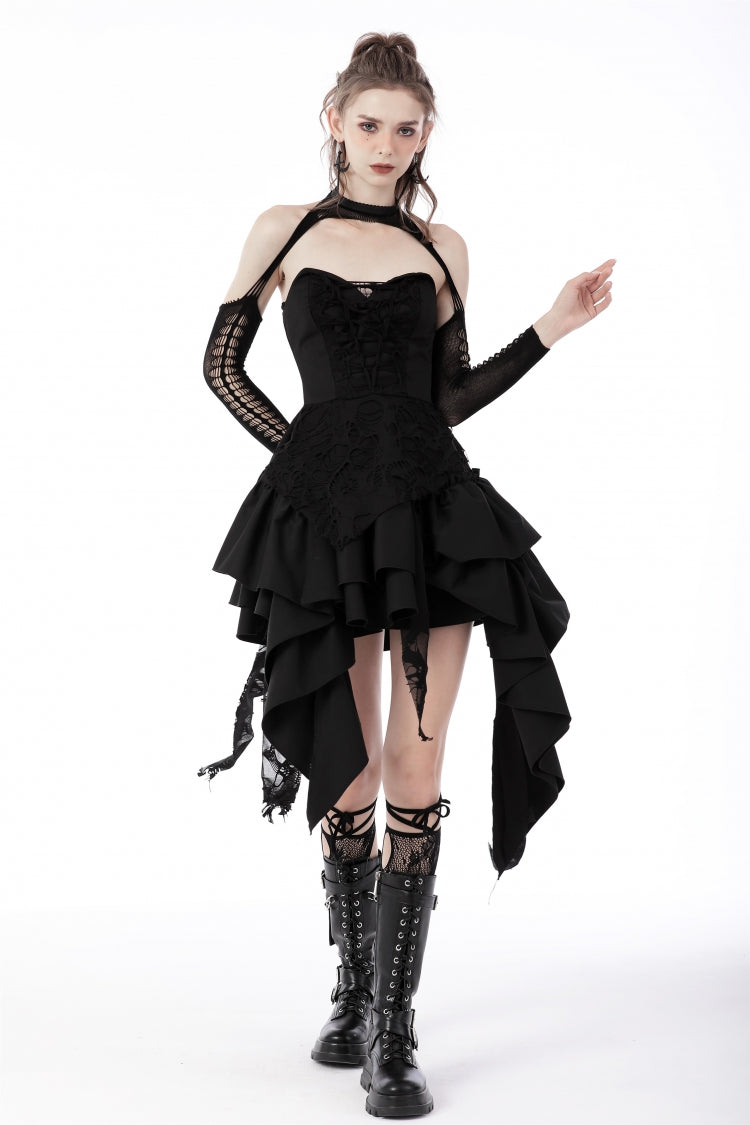 Frilly Zippered Gothic Evening Dress