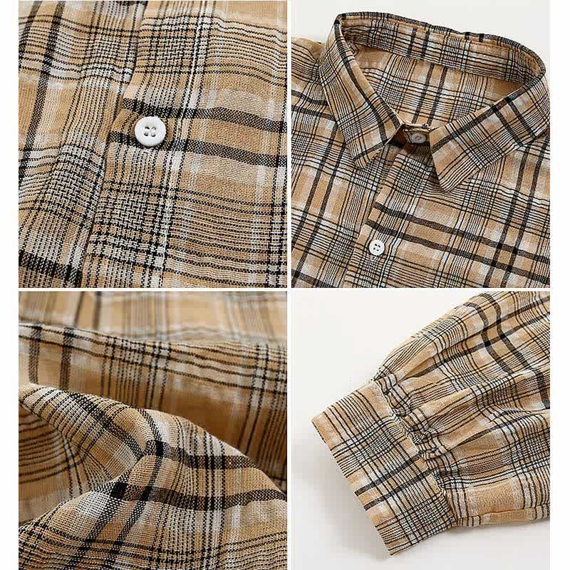 Denim Split Letter Lapel Plaid Skirt Print Vest Shirt