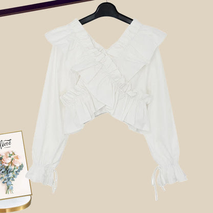 Shirt Pocketed Sleeve Puff Cargo Pants Crop Loose