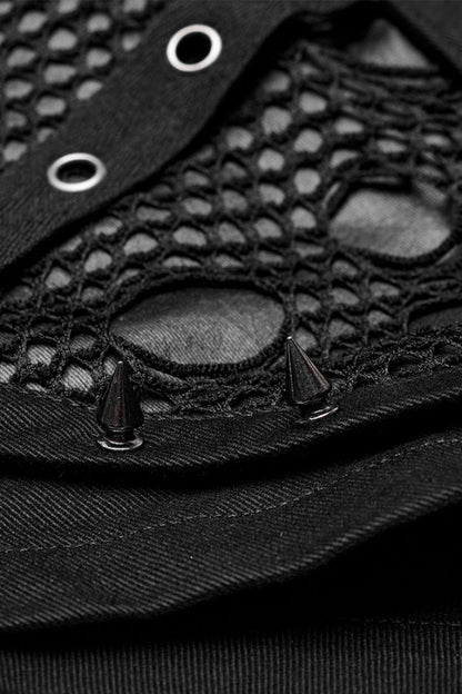 Steampunk Women's Shorts with Faux Leather Stitching Mesh and Buckles