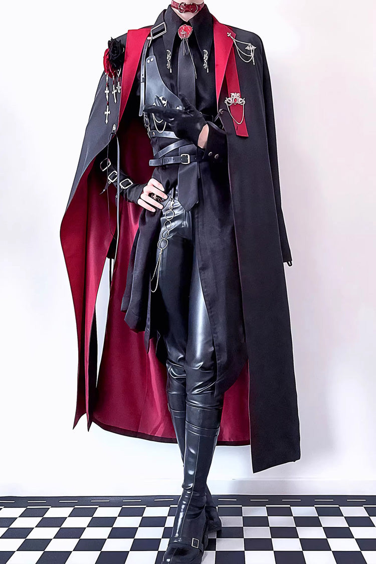 Night Sentinel Ouji Gothic Lolita Long Trench Coat - Noir