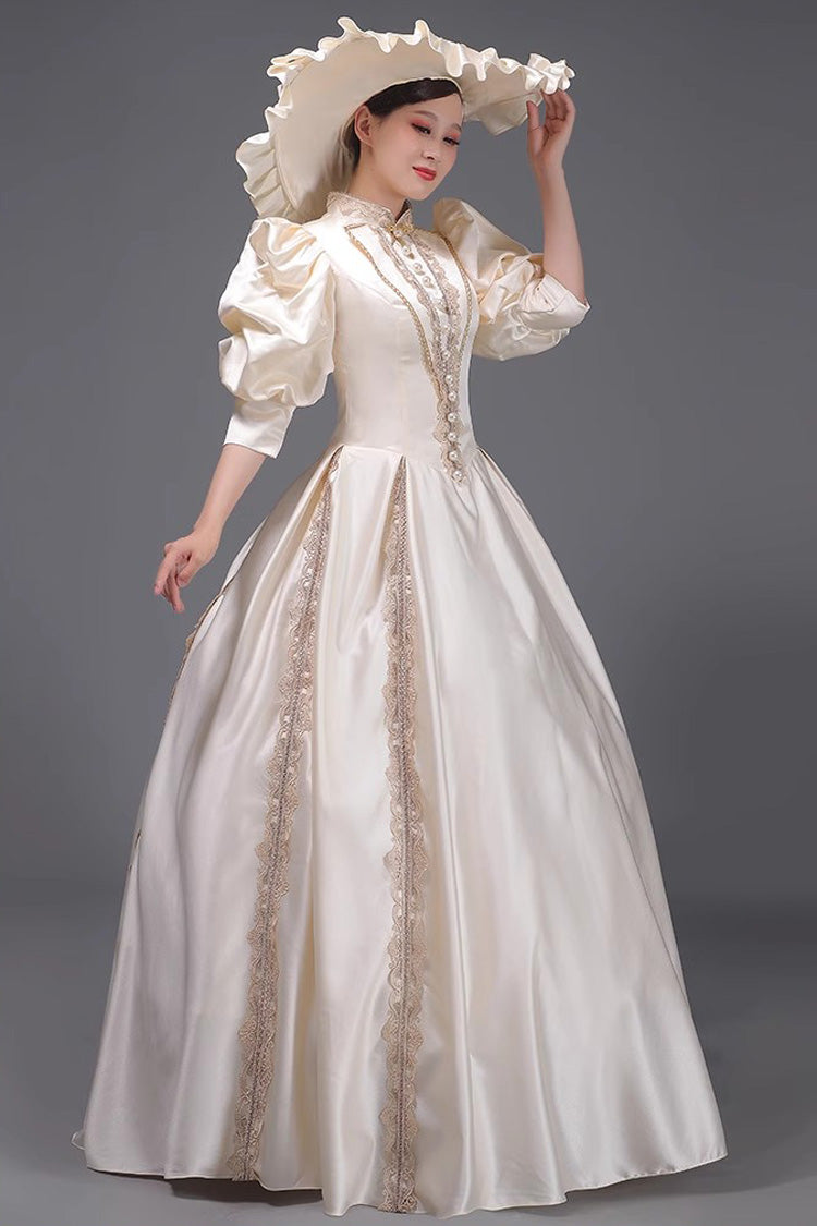 Short Sleeve Vintage Princess Dress in Champagne