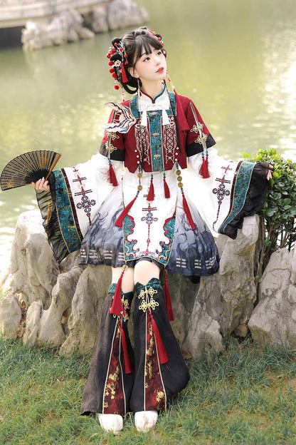Printed Embroidered Chinese Style Lolita Dress - Multi-Color Fox Trace Codex
