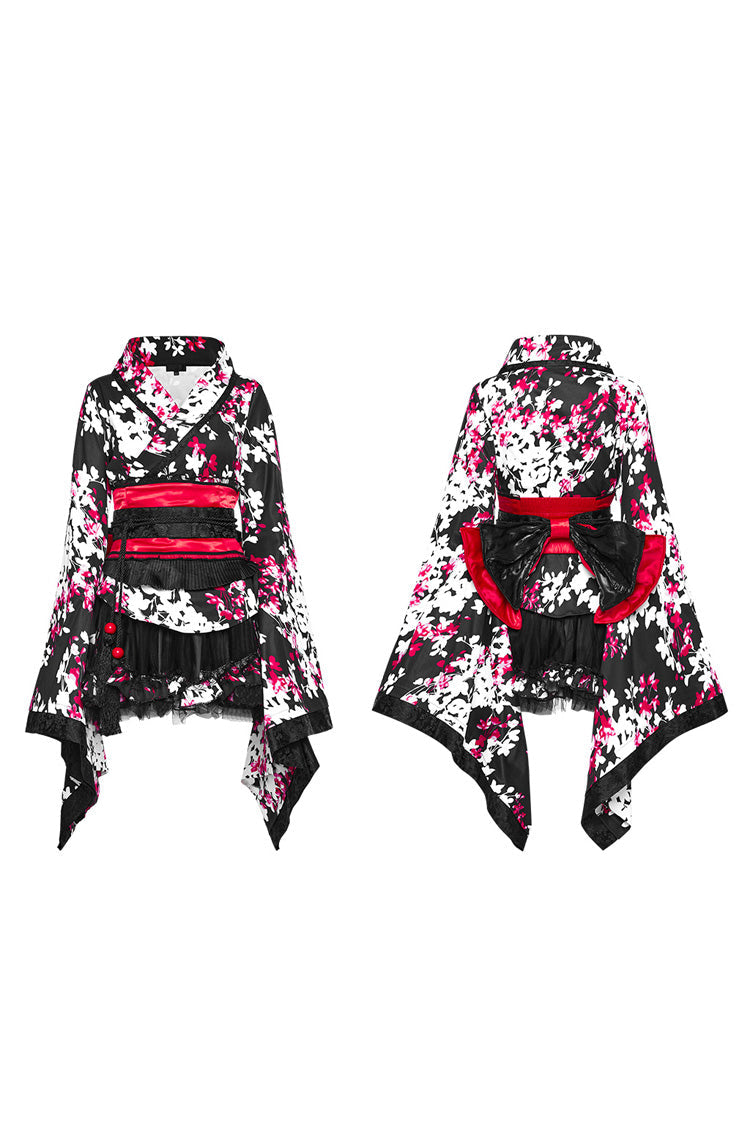 Floral Ruffle Gothic Dress Paired with Skirt