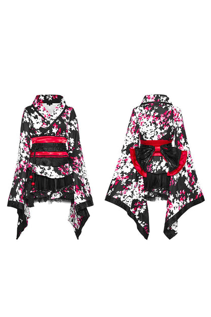 Floral Ruffle Gothic Dress Paired with Skirt