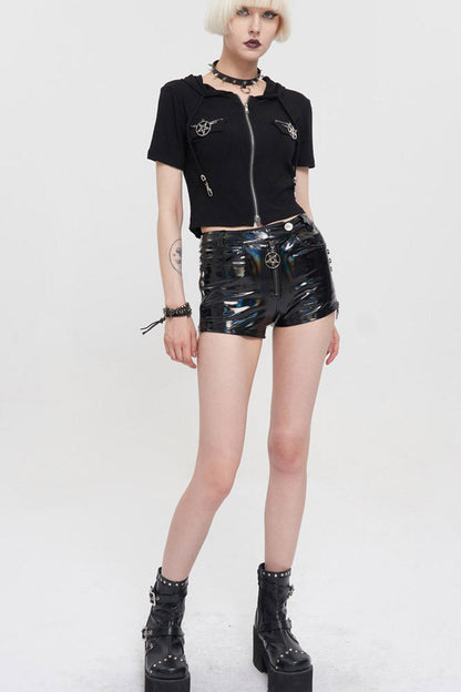 Womens Shorts with Front and Side Zippers