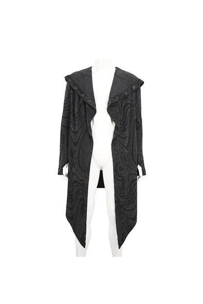 Gothic Hooded Coat with Multi-Chain Back Detail